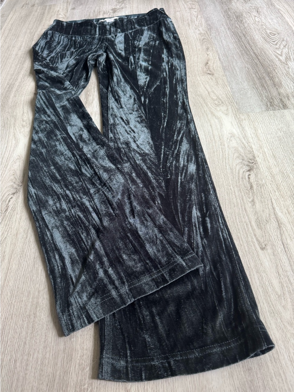 Kimchi Blue Andie Crushed Velvet Pants Dark Green Retro Boho Bootcut Style Small - Picture 8 of 10